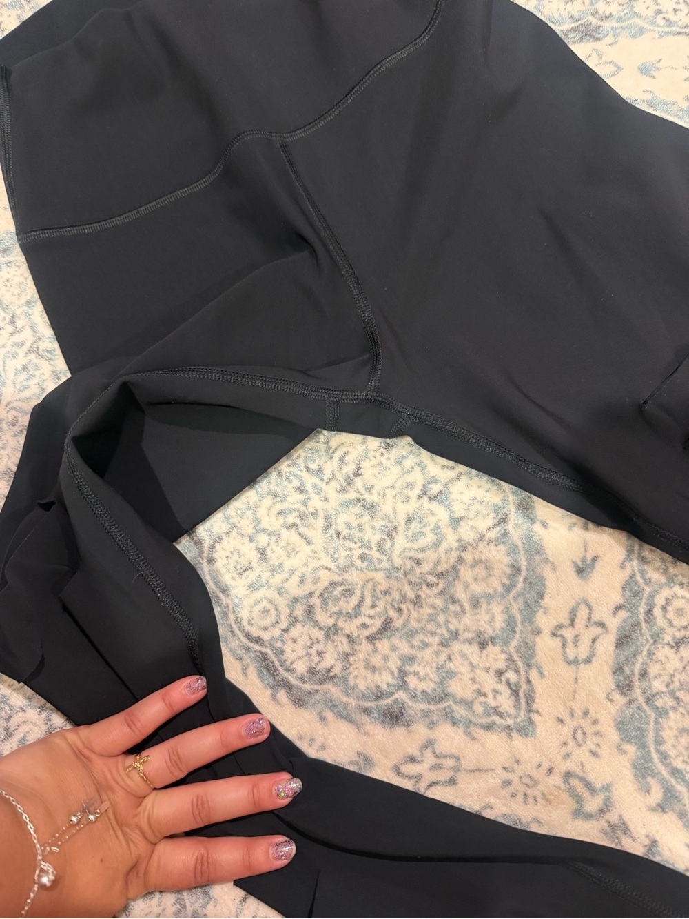 ALO Yoga Black High-Rise  Ripped Leggings - Picture 4 of 5
